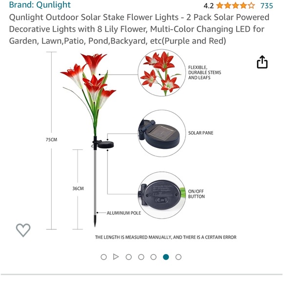 Qunlight Outdoor Solar 2-pack Purple & White Lilies Stake Flowers Waterproof - Picture 15 of 16